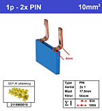 SEP P01002B10, Kam 1f 2x PIN, 17.8mm, blauw gebogen