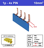 SEP P01004B10, Kam 1f 4x PIN, 17.8mm, blauw gebogen