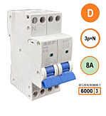 SEP INS36-3ND08 inst. 3p+n D8 6kA (36mm)