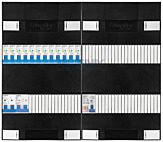 1F groepenkast 48M met 12 aardlekautomaat+AF+PV20-2P