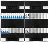 1F groepenkast 48M met 12 aardlekautomaat+AF+PV20-2P+BT