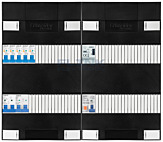 1F groepenkast 48M met 5 aardlekautomaat+AF+PV20-2P+BT