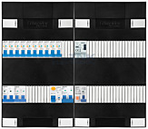 1F groepenkast 48M met 10 aardlekautomaat+kook+AF+PV16-2P+BT
