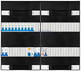 1F groepenkast 48M met 10 aardlekautomaat+kook+PV16-2P