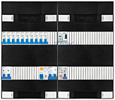 1F groepenkast 48M met 10 aardlekautomaat+kook+PV20-2P+BT