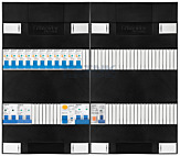 1F groepenkast 48M met 11 aardlekautomaat+kook+AF+PV20-2P