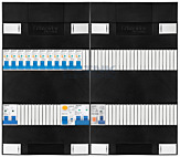 1F groepenkast 48M met 11 aardlekautomaat+kook+PV16-2P