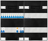1F groepenkast 48M met 12 aardlekautomaat+kook
