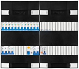 1F groepenkast 48M met 12 aardlekautomaat+kook+AF+PV20-2P