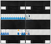 1F groepenkast 48M met 12 aardlekautomaat+kook+AF+PV20-2P+BT