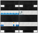 1F groepenkast 48M met 12 aardlekautomaat+kook+BT