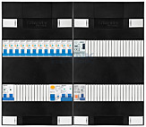 1F groepenkast 48M met 12 aardlekautomaat+kook+PV20-2P+BT