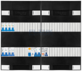 1F groepenkast 48M met 4 aardlekautomaat+kook+AF+PV20-2P