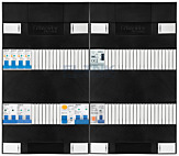 1F groepenkast 48M met 4 aardlekautomaat+kook+AF+PV20-2P+BT
