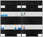 1F groepenkast 48M met 4 aardlekautomaat+kook+PV16-2P+BT
