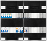 1F groepenkast 48M met 6 aardlekautomaat+kook+AF+PV20-2P
