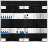 1F groepenkast 48M met 6 aardlekautomaat+kook+AF+PV20-2P+BT