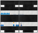 1F groepenkast 48M met 6 aardlekautomaat+kook+PV16-2P