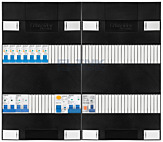 1F groepenkast 48M met 7 aardlekautomaat+kook+AF+PV20-2P