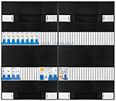 1F groepenkast 48M met 8 aardlekautomaat+kook+AF+PV16-2P