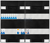 1F groepenkast 48M met 8 aardlekautomaat+kook+PV20-2P