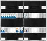 1F groepenkast 48M met 8 aardlekautomaat+kook+PV20-2P+BT