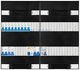 1F groepenkast 48M met 9 aardlekautomaat+kook+AF+PV16-2P