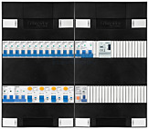 1F groepenkast 48M met 13 groepen+kook+AF+PV20-2P+BT
