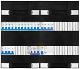 3F groepenkast 48M met 12 aardlekautomaat+KR+PV20-4P