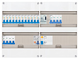 3F groepenkast 48M met 12 aardlekautomaat+KR+PV16-2P+BT