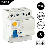 SEP RCD1 Type A[S] aardlekschakelaar 4-polig 125A 500mA 10kA