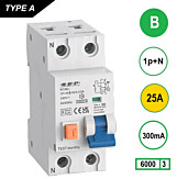 SEP RCM2 Aardlekautom. 1p+n, B25, 300mA, 6kA, Type A