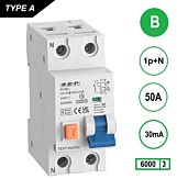SEP RCM2 Aardlekautom. 1p+n, B50, 30mA, 6kA, Type A