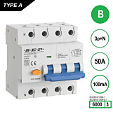 SEP RCM4 Aardlekautom. 3p+n, B50, 100mA, 6kA, Type A, (81mm)
