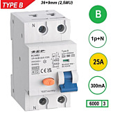 SEP RCMB Aardlekaut. Type B, 1p+n B25 300mA 6kA (45mm)